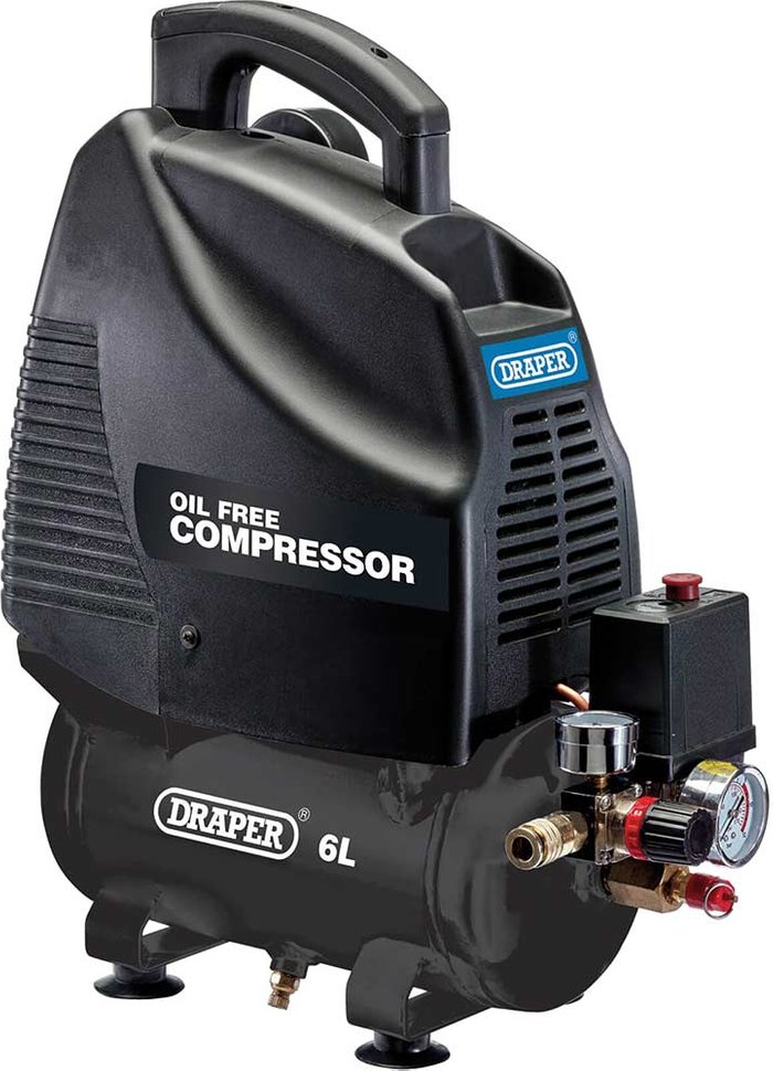 Tooled Up | Draper Draper DA6/169 Oil Free Air Compressor 6 Litre 240v Draper Draper DA6/169 Oil Free Air Compressor 6 Litre 240v
