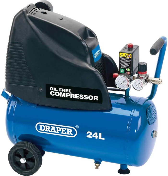 Tooled Up | Draper Draper - 24978 24L Oil-Free Air Compressor 1.1kW Draper Draper - 24978 24L Oil-Free Air Compressor 1.1kW