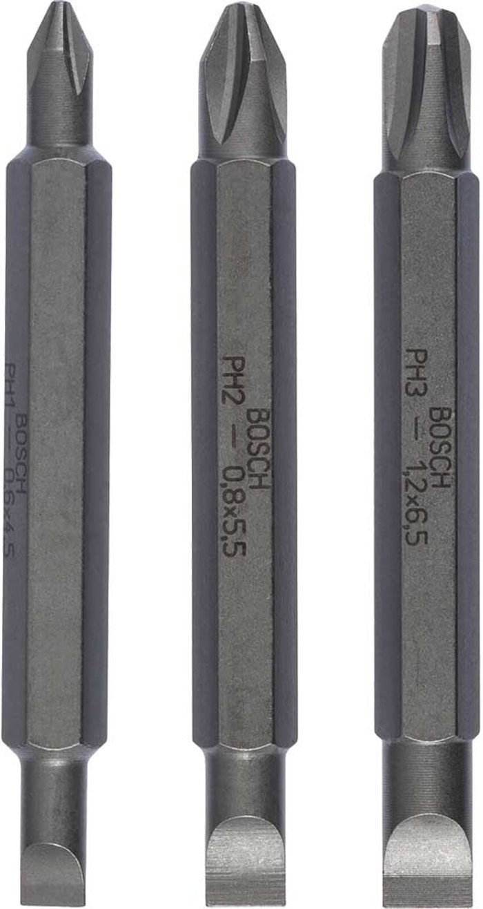 Tooled Up | Bosch Professional Bosch 3 Piece Double Ended Phillips and Slotted Screwdriver Bit Set Bosch Professional Bosch 3 Piece Double Ended Phillips and Slotted Screwdriver Bit Set