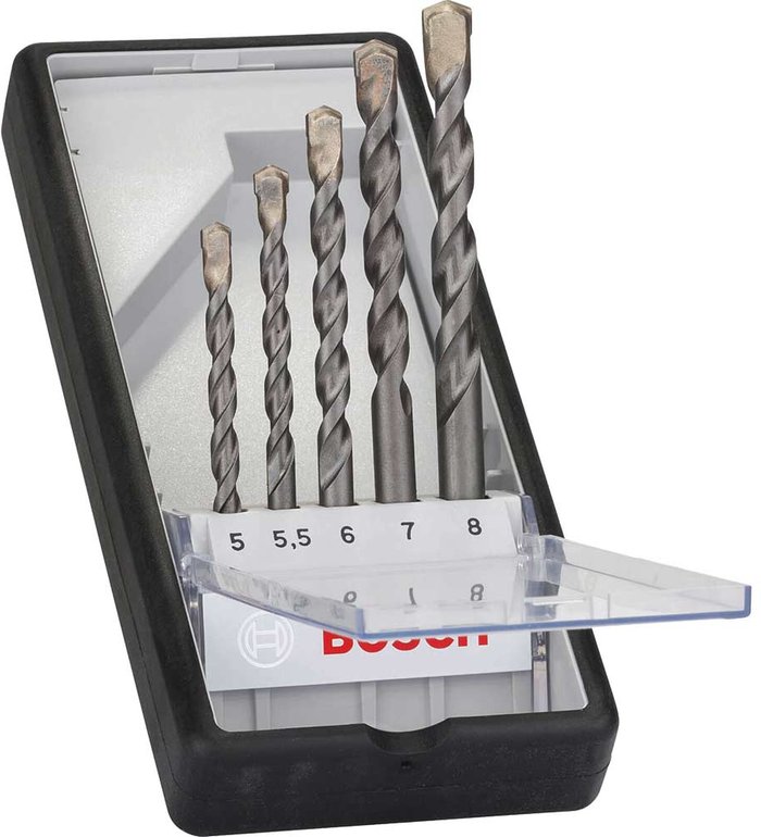 Tooled Up | Bosch Professional Bosch 5 Piece Silver Percussion Masonry Drill Bit Set Bosch Professional Bosch 5 Piece Silver Percussion Masonry Drill Bit Set
