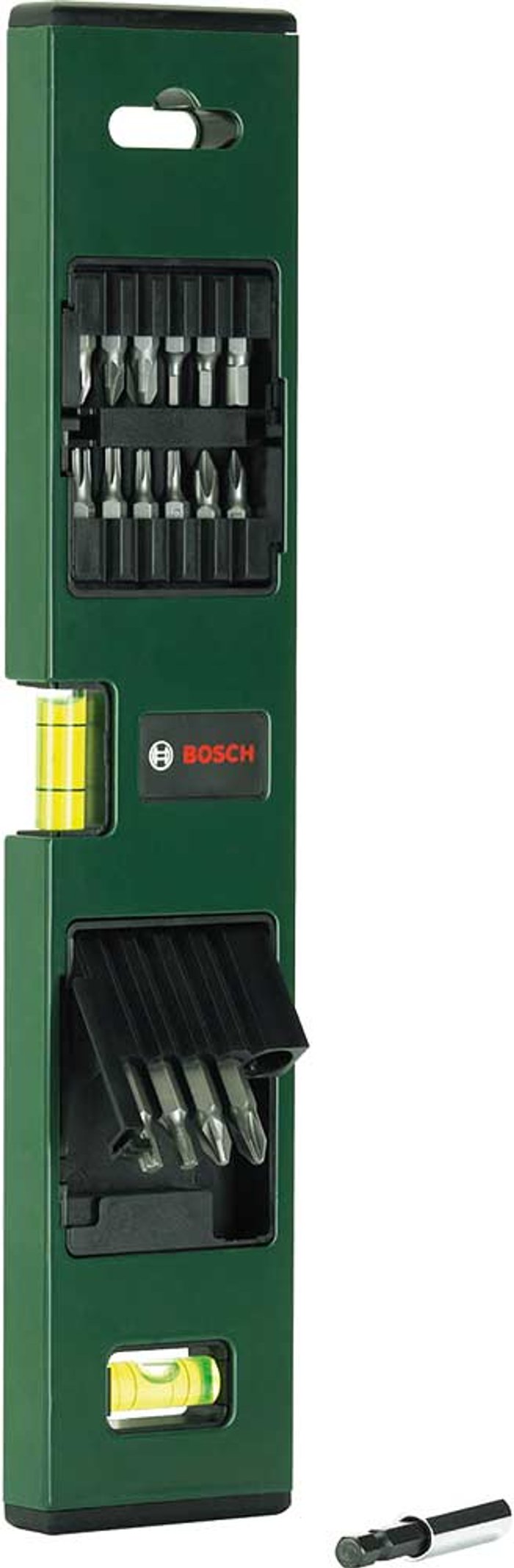 Tooled Up | Bosch Home and Garden Bosch Spirit Level and Integrated 17 Piece Screwdriver Bit Set 12 Bosch Home and Garden Bosch Spirit Level and Integrated 17 Piece Screwdriver Bit Set 12