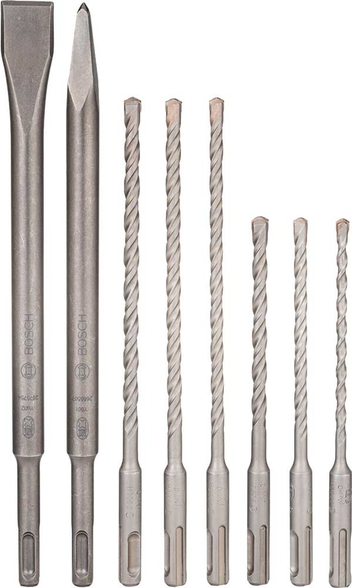 Tooled Up | Bosch Bosch SDS+ Drill and Chisel 8 Piece Accessory Set Bosch Bosch SDS+ Drill and Chisel 8 Piece Accessory Set