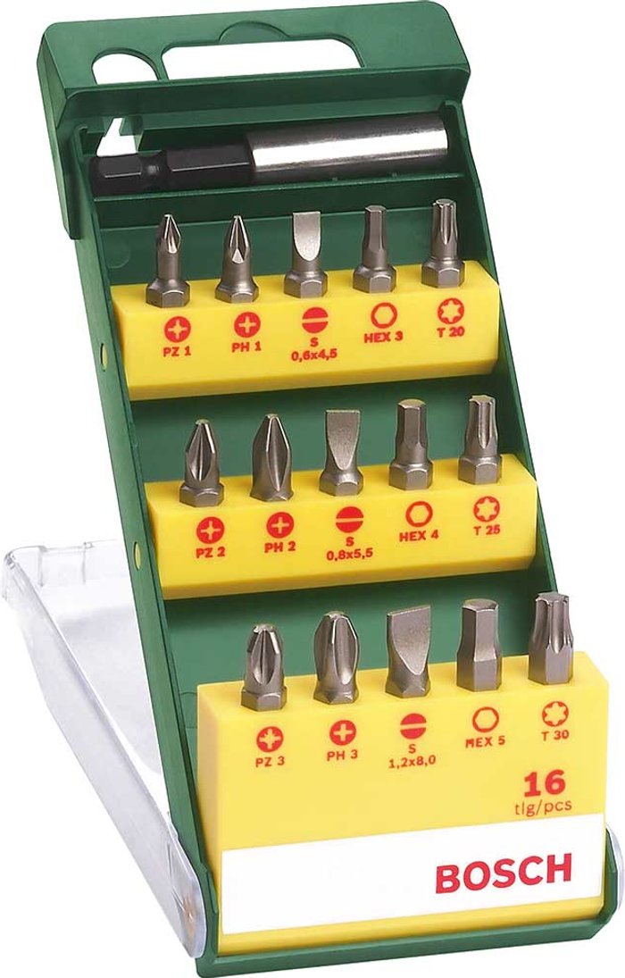 Tooled Up | Bosch Home and Garden Bosch 16 Piece Mixed Screwdriver Bit Set Bosch Home and Garden Bosch 16 Piece Mixed Screwdriver Bit Set