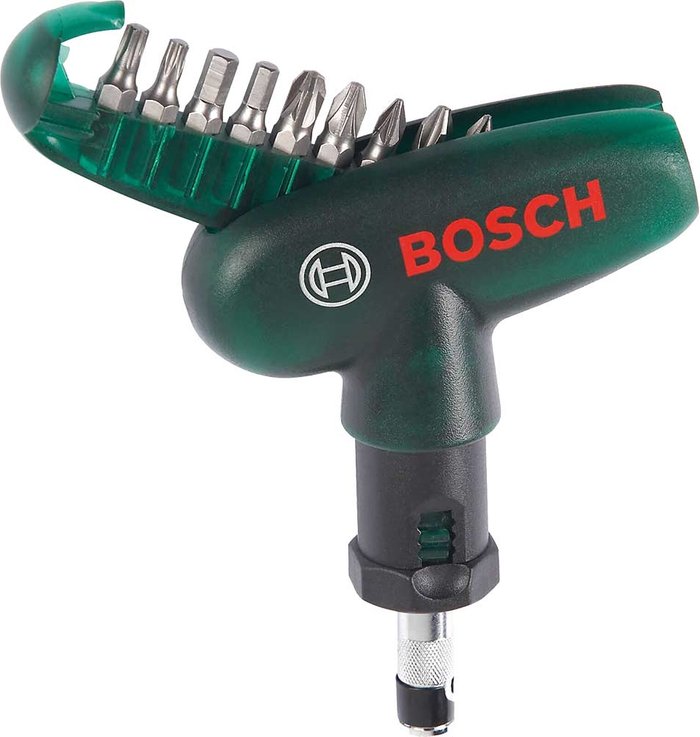 Tooled Up | Bosch Home and Garden Bosch Ratchet T Handle Screwdriver and 9 Piece Bit Set Bosch Home and Garden Bosch Ratchet T Handle Screwdriver and 9 Piece Bit Set