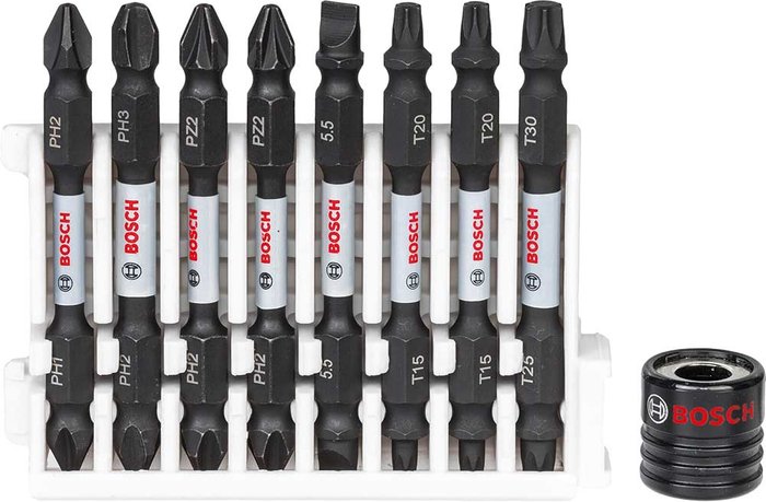 Tooled Up | Bosch Professional Bosch 9 Piece Impact Screwdriver Bit Set and Magnetic Sleeve Bosch Professional Bosch 9 Piece Impact Screwdriver Bit Set and Magnetic Sleeve