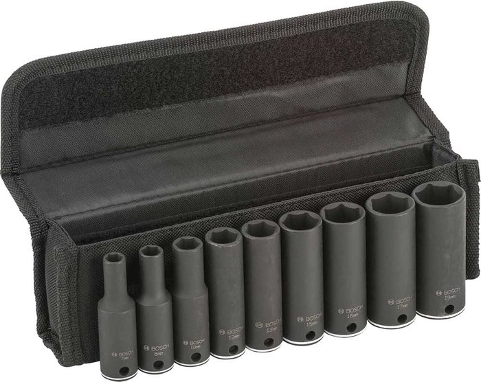 Tooled Up | Bosch Professional Bosch 9 Piece 3/8” Drive Deep Hexagon Impact Socket Set Metric 3/8 Bosch Professional Bosch 9 Piece 3/8” Drive Deep Hexagon Impact Socket Set Metric 3/8
