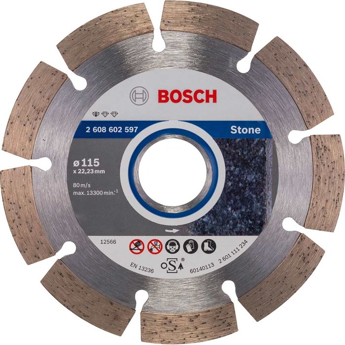 Tooled Up | Bosch Professional Bosch Standard Stone Diamond Cutting Disc 115mm Bosch Professional Bosch Standard Stone Diamond Cutting Disc 115mm