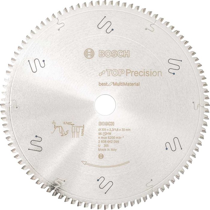 Tooled Up | Bosch Professional Bosch Top Precision Multi Material Cutting Mitre Saw Blade 305mm 96T 30mm Bosch Professional Bosch Top Precision Multi Material Cutting Mitre Saw Blade 305mm 96T 30mm