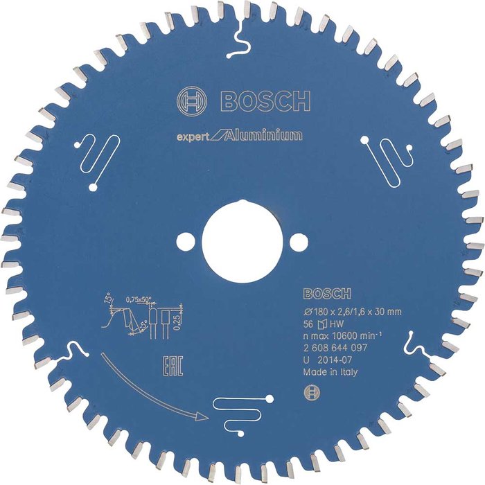 Tooled Up | Bosch Professional Bosch Expert Aluminium Cutting Saw Blade 180mm 56T 30mm Bosch Professional Bosch Expert Aluminium Cutting Saw Blade 180mm 56T 30mm