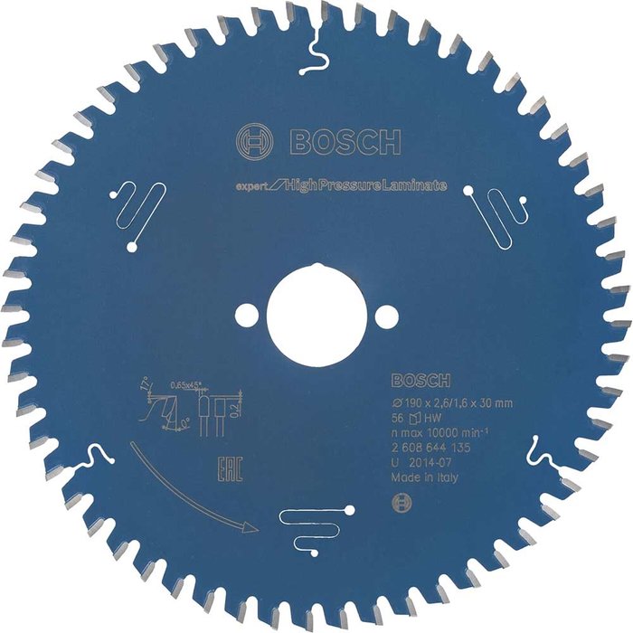 Tooled Up | Bosch Professional Bosch Expert High Pressure Laminate Cutting Saw Blade 190mm 56T 30mm Bosch Professional Bosch Expert High Pressure Laminate Cutting Saw Blade 190mm 56T 30mm