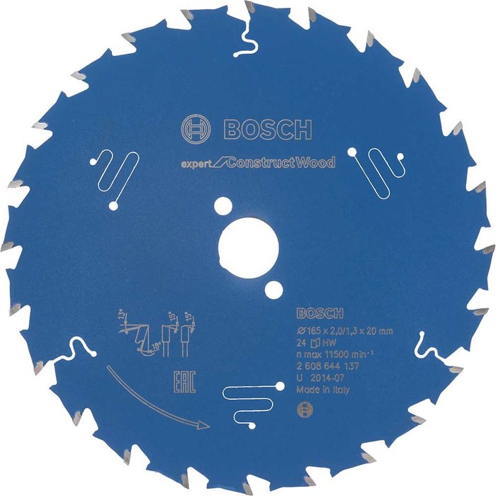 Tooled Up | Bosch Professional Bosch Expert Construct Wood Cutting Saw Blade 165mm 24T 20mm Bosch Professional Bosch Expert Construct Wood Cutting Saw Blade 165mm 24T 20mm
