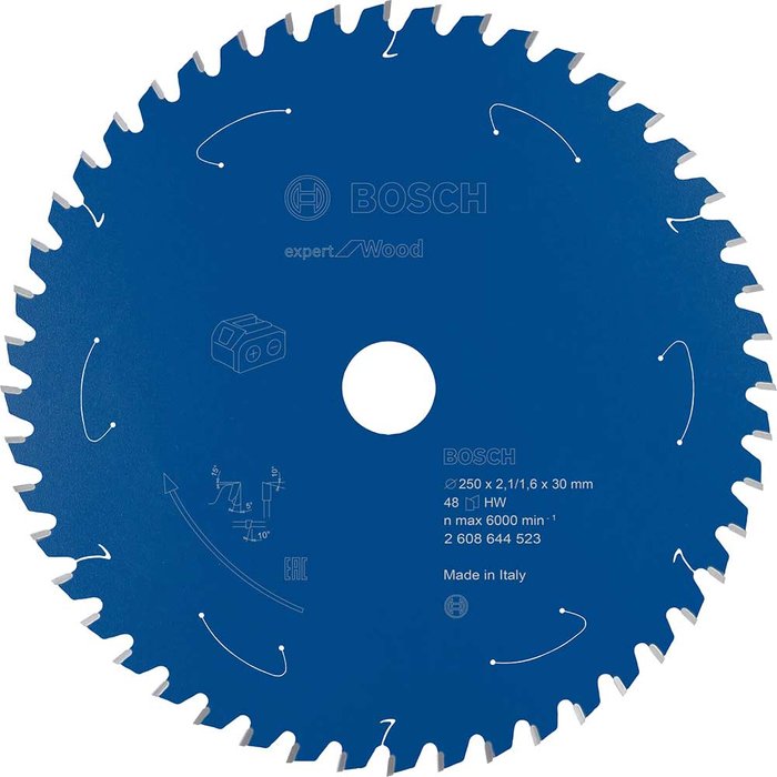 Tooled Up | Bosch Professional Bosch Expert Wood Cutting Cordless Mitre Saw Blade 250mm 48T 30mm Bosch Professional Bosch Expert Wood Cutting Cordless Mitre Saw Blade 250mm 48T 30mm