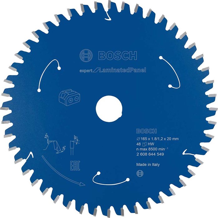 Tooled Up | Bosch Professional Bosch Expert Cordless Circular Saw Blade for Laminate Panel 165mm 48T 20mm Bosch Professional Bosch Expert Cordless Circular Saw Blade for Laminate Panel 165mm 48T 20mm