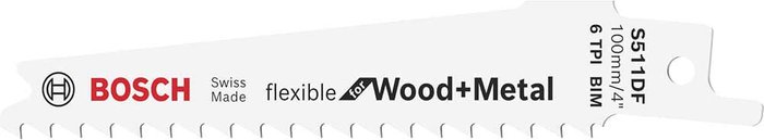 Tooled Up | Bosch Professional Bosch S511DF Flexible Wood and Metal Cutting Reciprocating Sabre Saw Blades Pack of 5 Bosch Professional Bosch S511DF Flexible Wood and Metal Cutting Reciprocating Sabre Saw Blades Pack of 5