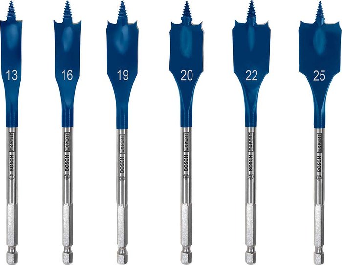 Tooled Up | Bosch 2608900333 6 Piece SelfCut Speed Flat Spade Wood Drill Bit Set - Bosch Bosch 2608900333 6 Piece SelfCut Speed Flat Spade Wood Drill Bit Set - Bosch