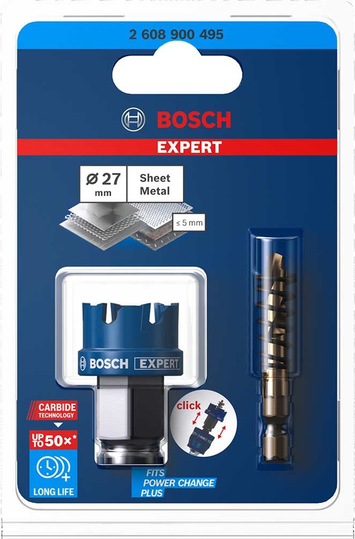 Tooled Up | Bosch Professional Bosch Expert Carbide Sheet Metal Hole Saw 27mm Bosch Professional Bosch Expert Carbide Sheet Metal Hole Saw 27mm