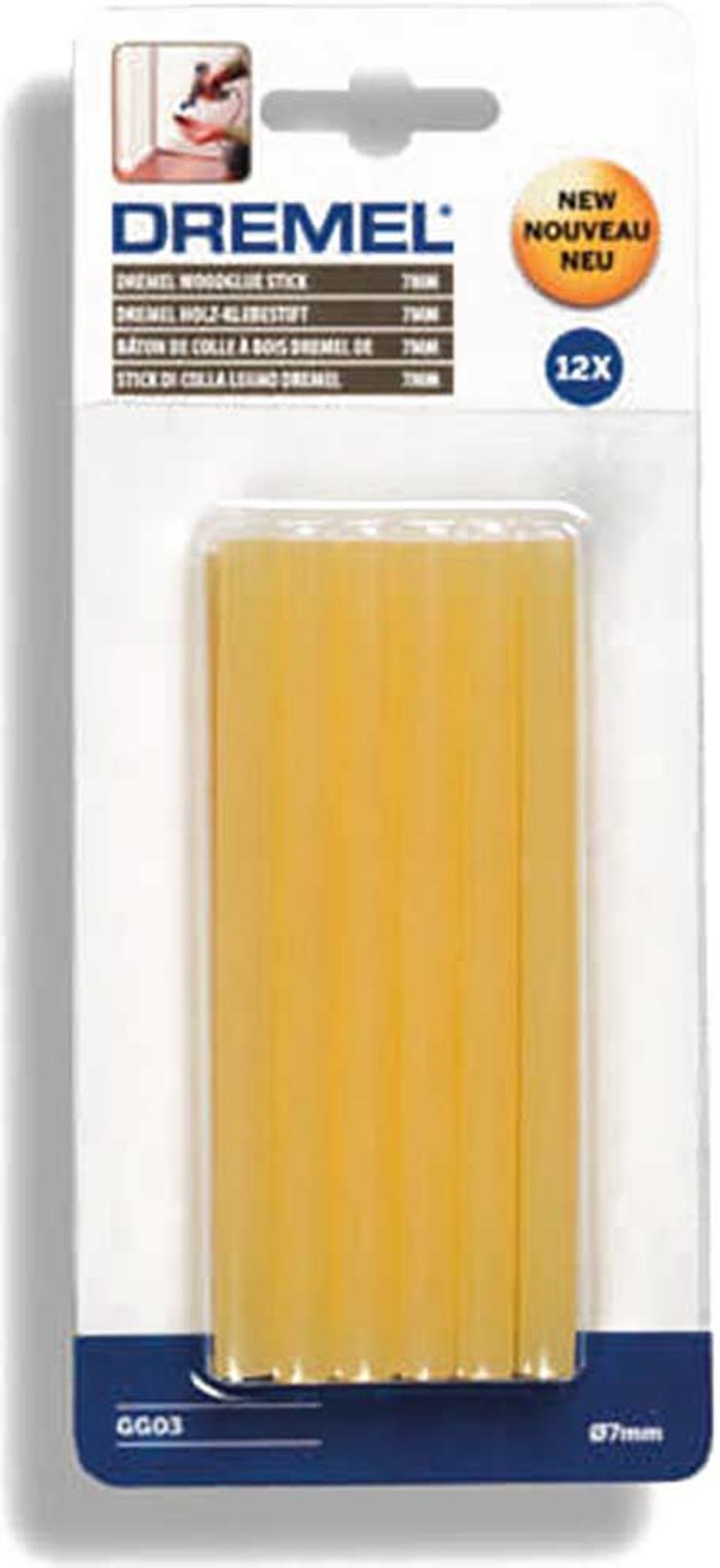 Tooled Up | Dremel Dremel Wood Glue Sticks 7mm 100mm Pack of 12 Dremel Dremel Wood Glue Sticks 7mm 100mm Pack of 12