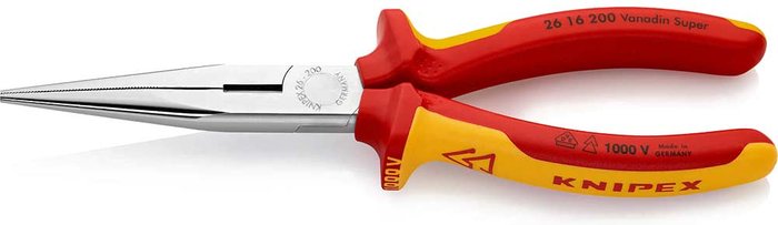 Tooled Up | Knipex Knipex 26 16 VDE Insulated Long Nose Side Cutting Pliers 200mm Knipex Knipex 26 16 VDE Insulated Long Nose Side Cutting Pliers 200mm