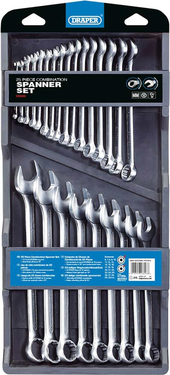 Tooled Up | Draper Draper Hi-Torq Metric Combination Spanner Set (25 Piece) Draper Draper Hi-Torq Metric Combination Spanner Set (25 Piece)