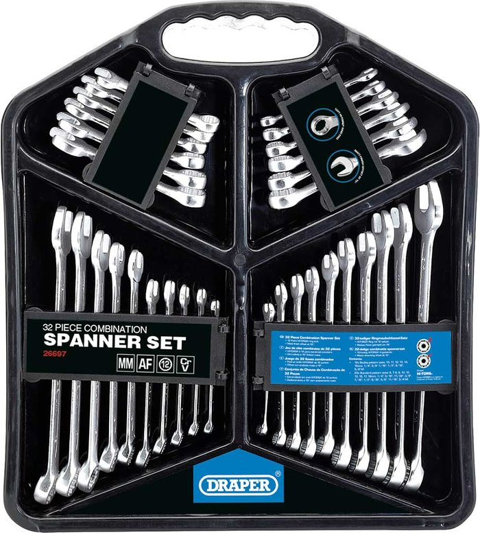 Tooled Up | Draper 26697 Four Hi-Torq Combination Spanner Sets (32 Piece) - Draper Draper 26697 Four Hi-Torq Combination Spanner Sets (32 Piece) - Draper