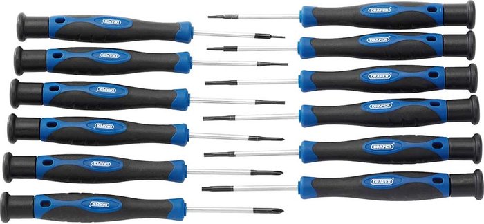 Tooled Up | Draper Draper 12 Piece Precision Mixed Screwdriver Set Draper Draper 12 Piece Precision Mixed Screwdriver Set