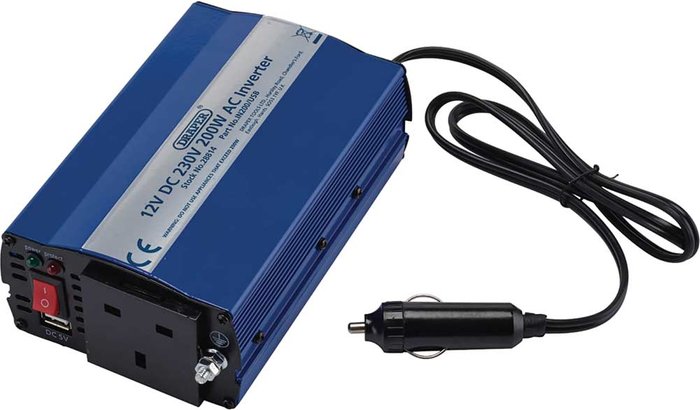 Tooled Up | Draper Draper IN200/USB 12v DC to 240v AC Power Inverter Draper Draper IN200/USB 12v DC to 240v AC Power Inverter