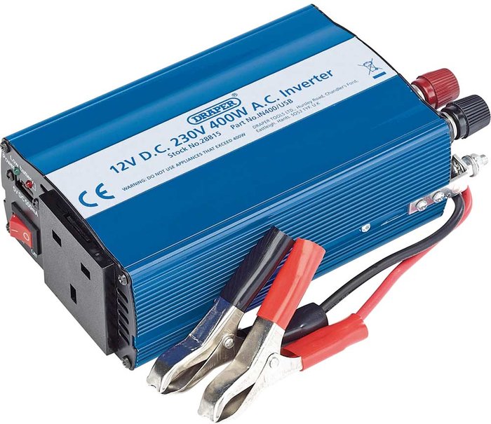 Tooled Up | Draper Draper IN400/USB 12v DC to 240v AC Power Inverter Draper Draper IN400/USB 12v DC to 240v AC Power Inverter
