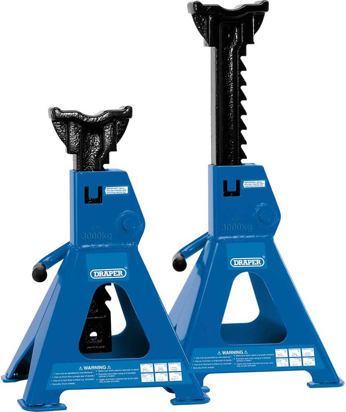 Tooled Up | Draper Draper 3 tonne Ratcheting Axle Stands (Pair) Draper Draper 3 tonne Ratcheting Axle Stands (Pair)