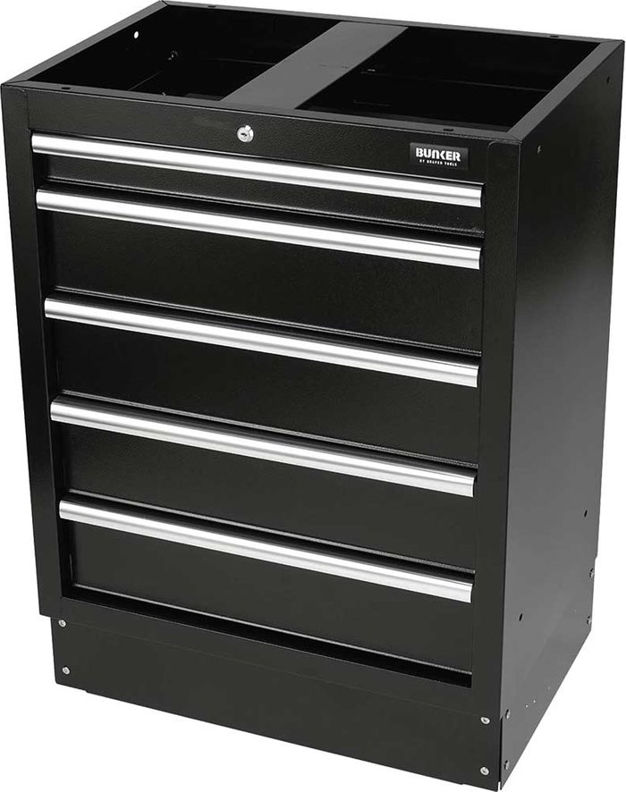 Tooled Up | Draper Draper Bunker Modular 5 Drawer Floor Cabinet Black Draper Draper Bunker Modular 5 Drawer Floor Cabinet Black