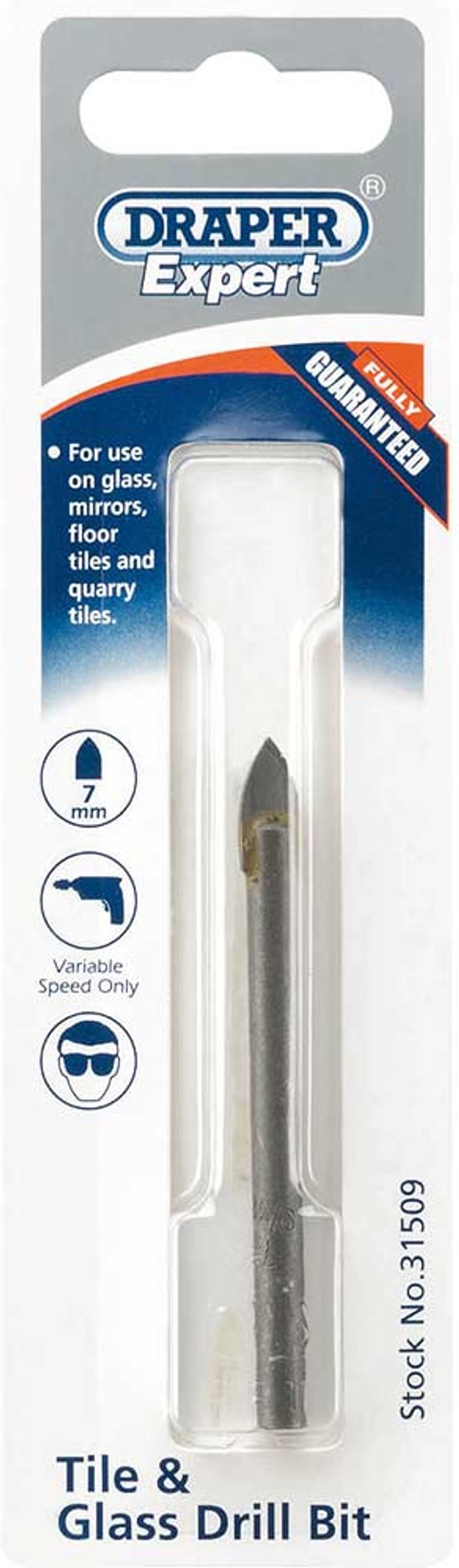 Tooled Up | Draper Draper Expert Tile and Glass Drill Bit 7mm Draper Draper Expert Tile and Glass Drill Bit 7mm