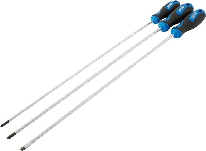 Tooled Up | Draper Draper 3 Piece Extra Long Reach Soft Grip Screwdriver Set Draper Draper 3 Piece Extra Long Reach Soft Grip Screwdriver Set