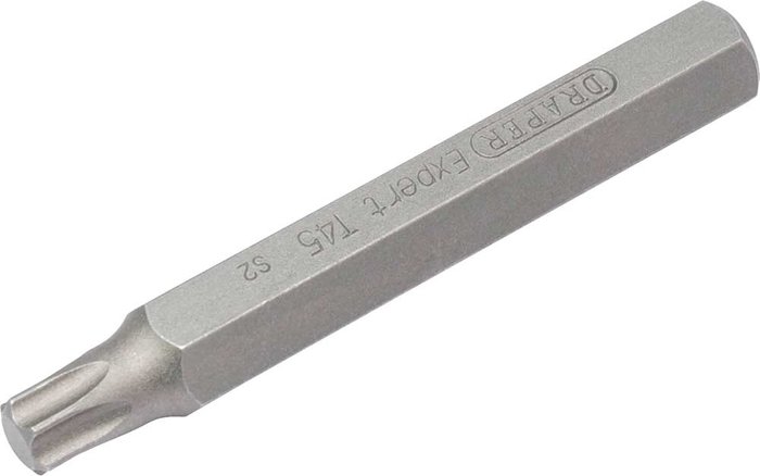 Tooled Up | Draper Draper Expert Torx 10mm Shank Hexagon Insert Bits T45 75mm Pack of 1 Draper Draper Expert Torx 10mm Shank Hexagon Insert Bits T45 75mm Pack of 1