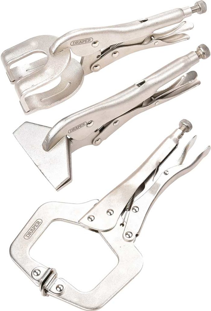Tooled Up | Draper Draper 3 Piece Self Grip Sheet Metal and Welding Clamp Set Draper Draper 3 Piece Self Grip Sheet Metal and Welding Clamp Set
