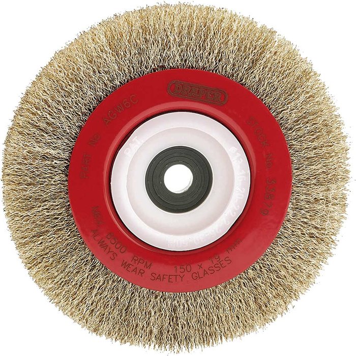 Tooled Up | Draper Draper Bench Grinder Wire Wheel 150mm 19mm 50mm Draper Draper Bench Grinder Wire Wheel 150mm 19mm 50mm