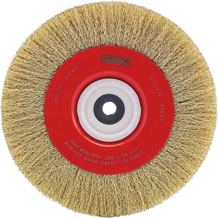 Tooled Up | Draper Draper Bench Grinder Wire Wheel 200mm 25mm 50mm Draper Draper Bench Grinder Wire Wheel 200mm 25mm 50mm