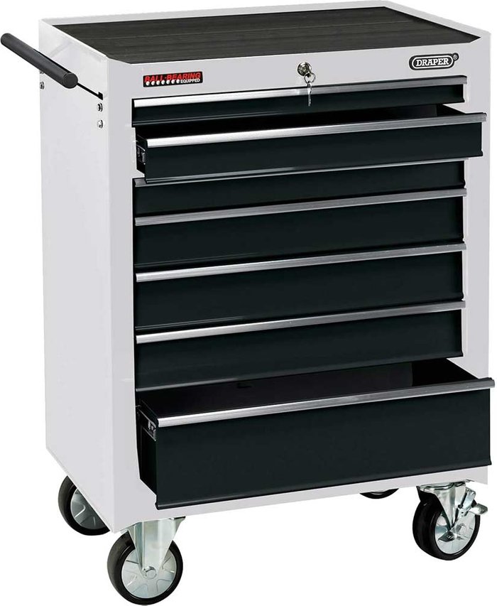 Tooled Up | Draper Draper 7 Drawer Tool Roller Cabinet White Draper Draper 7 Drawer Tool Roller Cabinet White