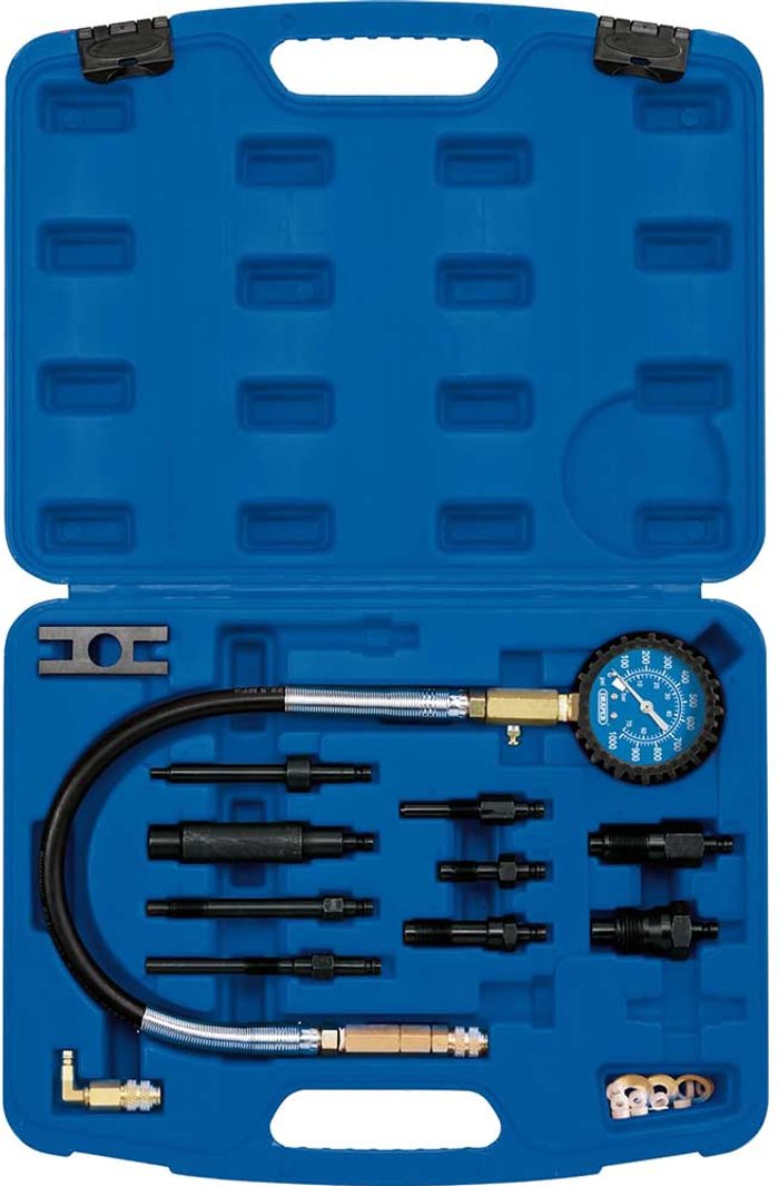Tooled Up | Draper Draper 12 Piece Diesel Compression Test Tool Kit Draper Draper 12 Piece Diesel Compression Test Tool Kit