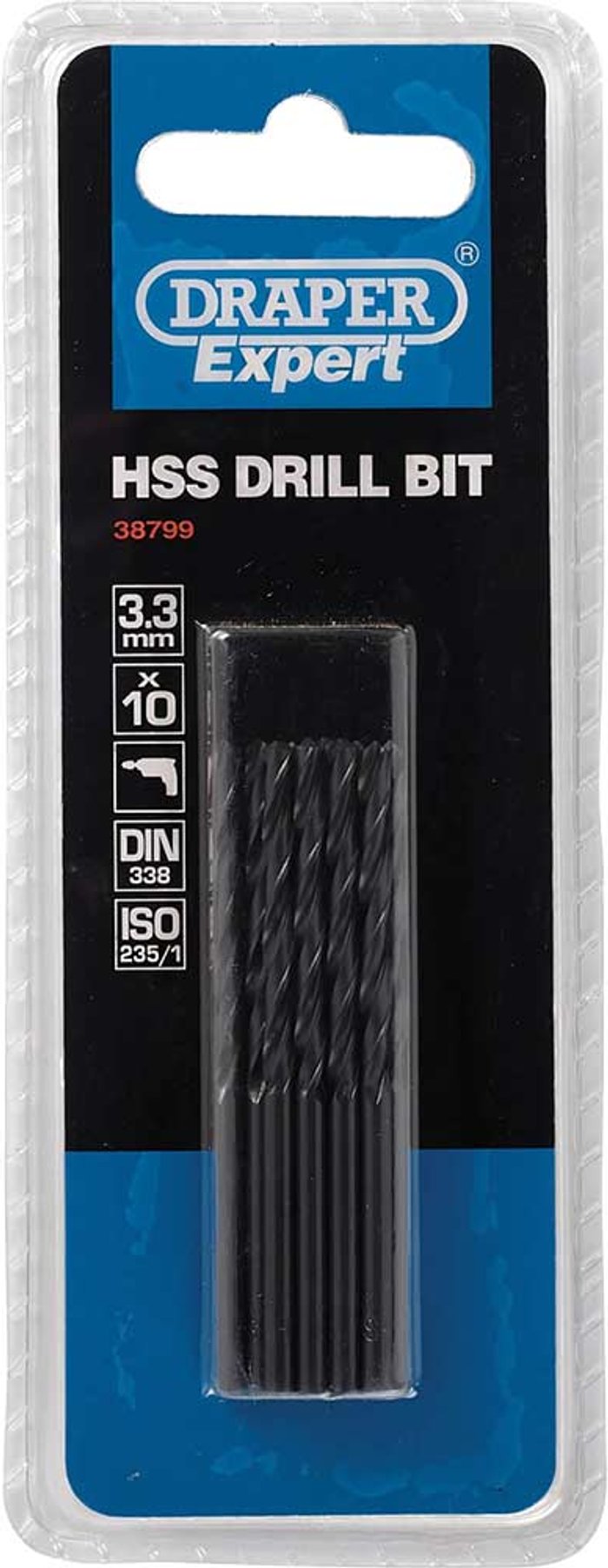 Tooled Up | Draper Draper Expert HSS Drill Bit 3.3mm Pack of 10 Draper Draper Expert HSS Drill Bit 3.3mm Pack of 10