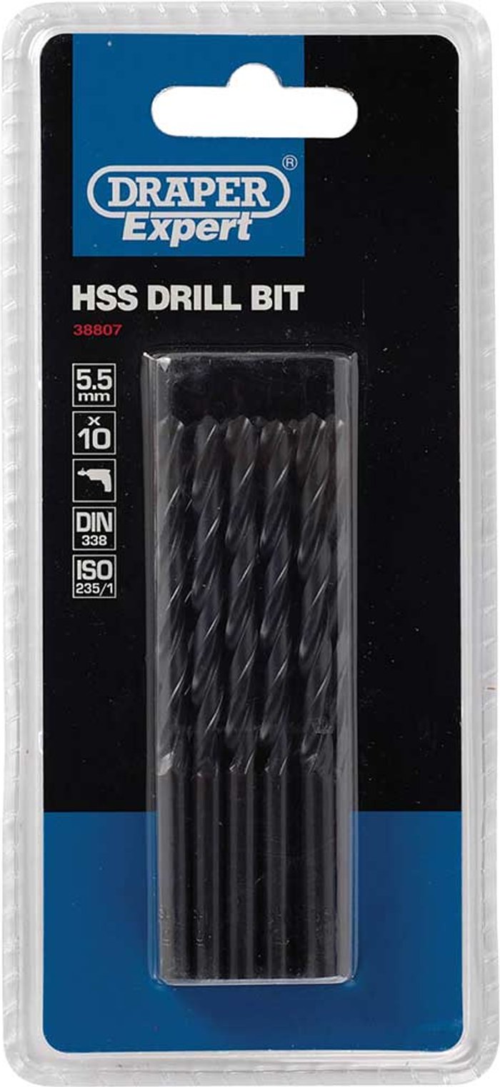 Tooled Up | Draper Draper Expert HSS Drill Bit 5.5mm Pack of 10 Draper Draper Expert HSS Drill Bit 5.5mm Pack of 10