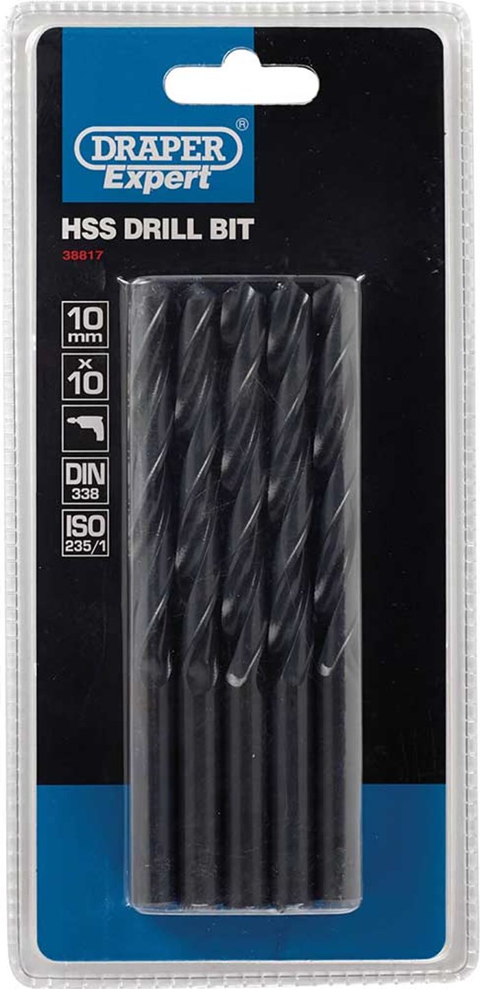 Tooled Up | Draper Draper Expert HSS Drill Bit 10mm Pack of 10 Draper Draper Expert HSS Drill Bit 10mm Pack of 10