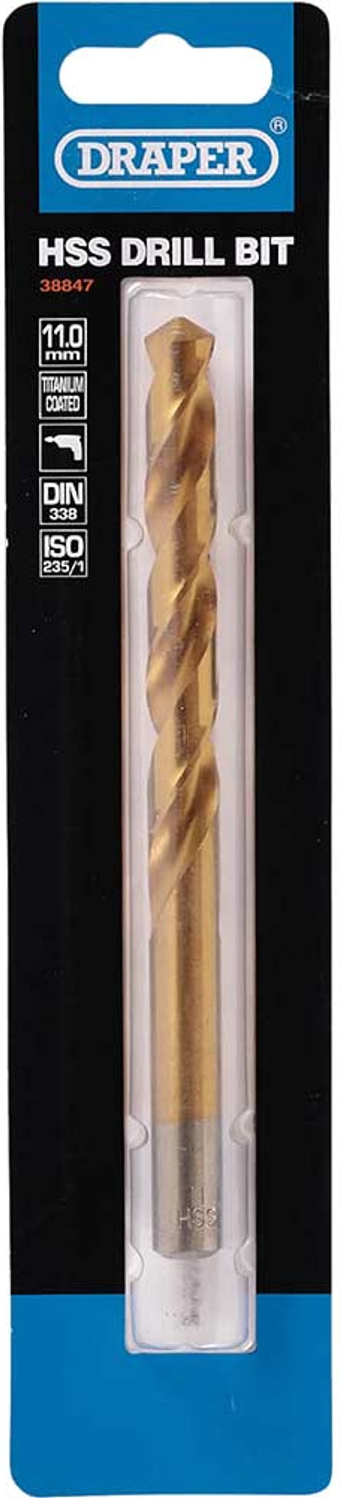 Tooled Up | Draper Draper HSS Titanium Coated Drill Bit 11mm Pack of 1 Draper Draper HSS Titanium Coated Drill Bit 11mm Pack of 1