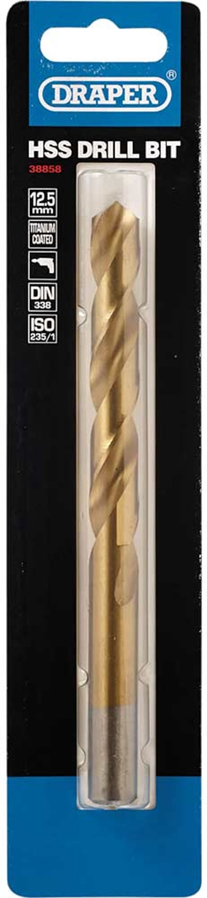 Tooled Up | Draper Draper HSS Titanium Coated Drill Bit 12.5mm Pack of 1 Draper Draper HSS Titanium Coated Drill Bit 12.5mm Pack of 1