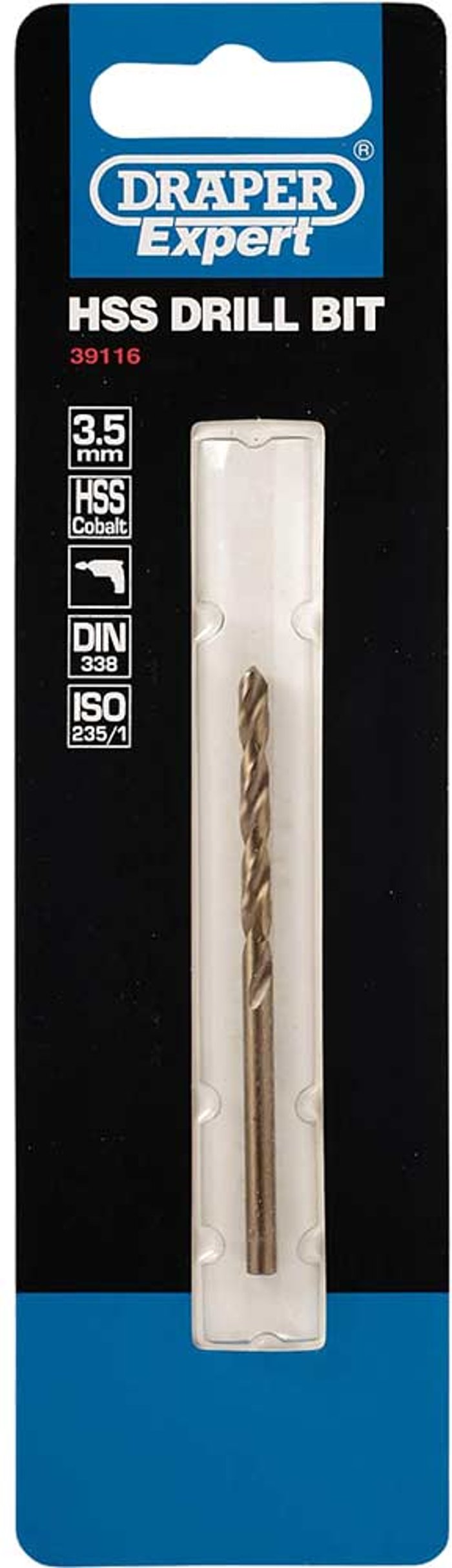 Tooled Up | Draper Draper Expert HSS Cobalt Drill Bit 3.5mm Pack of 1 Draper Draper Expert HSS Cobalt Drill Bit 3.5mm Pack of 1
