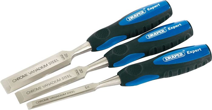 Tooled Up | Draper Draper Expert 3 Piece Soft Grip Wood Chisel Set Draper Draper Expert 3 Piece Soft Grip Wood Chisel Set