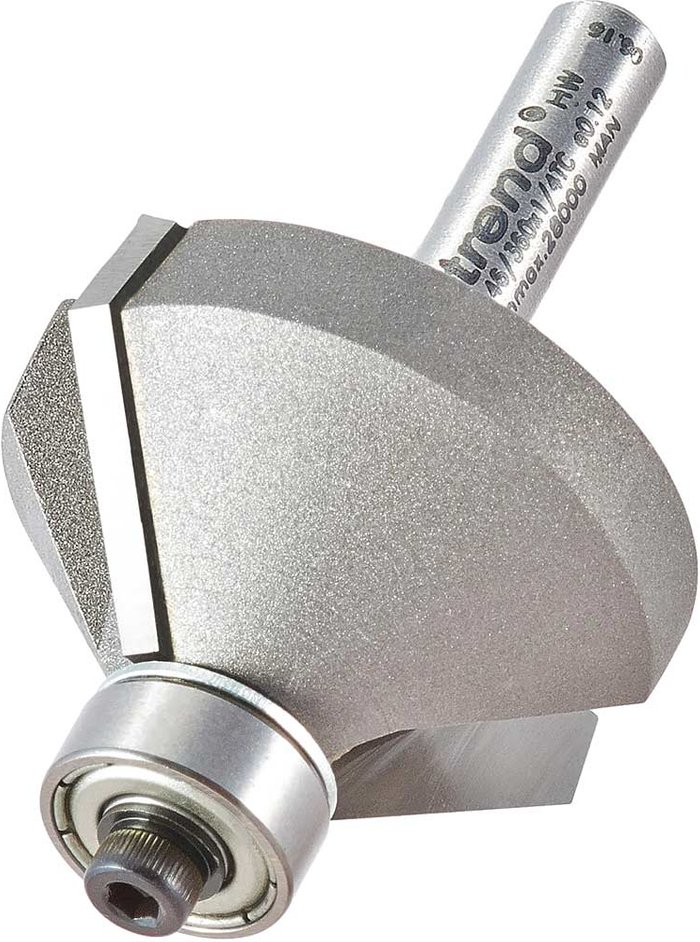Tooled Up | Trend Trend Chamfer Bearing Guided Router Cutter 35.1mm 12mm 1/4 Trend Trend Chamfer Bearing Guided Router Cutter 35.1mm 12mm 1/4