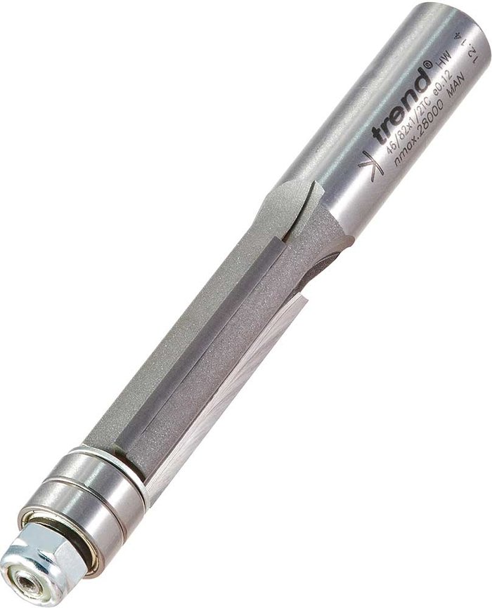 Tooled Up | Trend Trend Extra Fine Three Flute Trimmer Bearing Guided Router Cutter 12.7mm 38.1mm 1/2 Trend Trend Extra Fine Three Flute Trimmer Bearing Guided Router Cutter 12.7mm 38.1mm 1/2