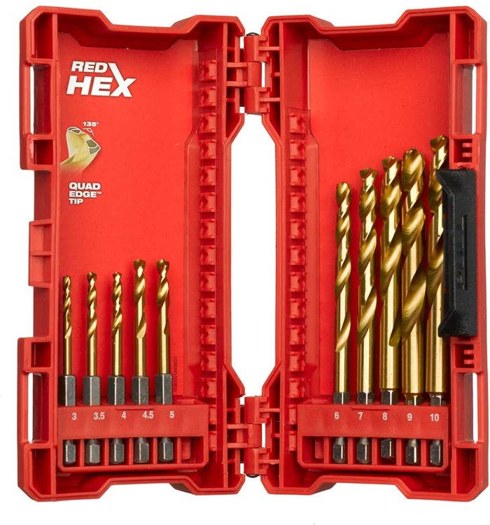 Tooled Up | Milwaukee Milwaukee 10 Piece HSS Shockwave Red Hex Impact Drill Bit Set Milwaukee Milwaukee 10 Piece HSS Shockwave Red Hex Impact Drill Bit Set