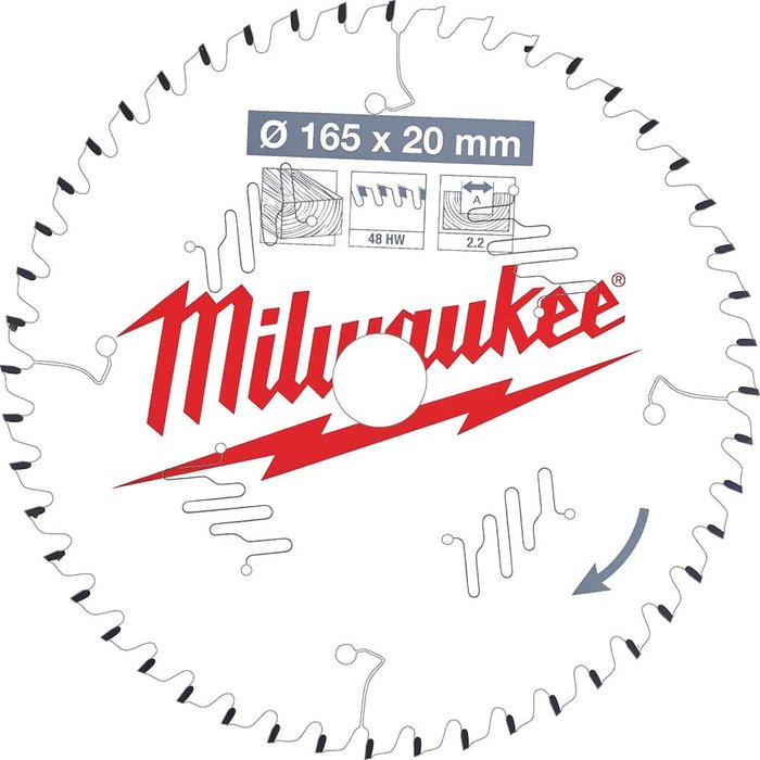 Tooled Up | Milwaukee Milwaukee Thin Kerf Wood Cutting Circular Saw Blade 165mm 48T 20mm Milwaukee Milwaukee Thin Kerf Wood Cutting Circular Saw Blade 165mm 48T 20mm