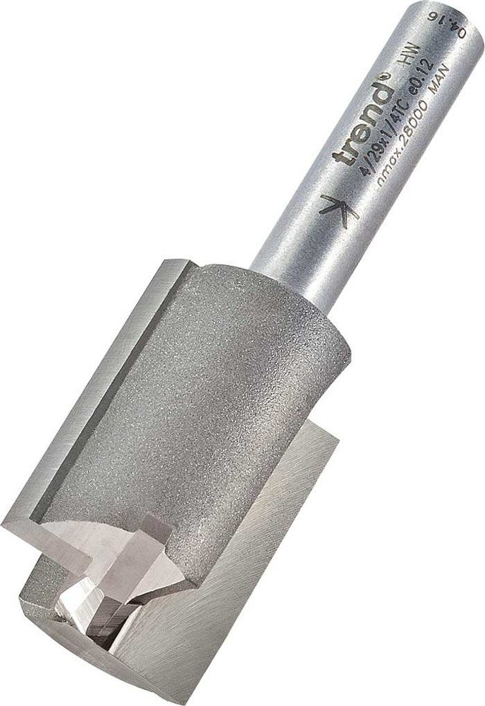 Tooled Up | Trend Trend Professional Two Flute Straight Router Cutter 18mm 25mm 1/4 Trend Trend Professional Two Flute Straight Router Cutter 18mm 25mm 1/4