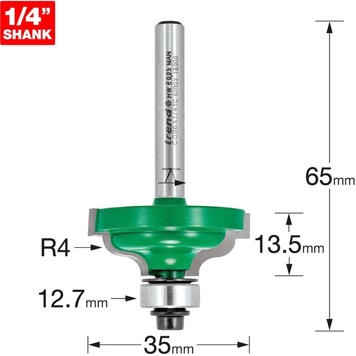 Tooled Up | Trend Trend CRAFTPRO Bearing Guided Ogee Quirk Router Cutter 4mm 13.5mm 1/4 Trend Trend CRAFTPRO Bearing Guided Ogee Quirk Router Cutter 4mm 13.5mm 1/4